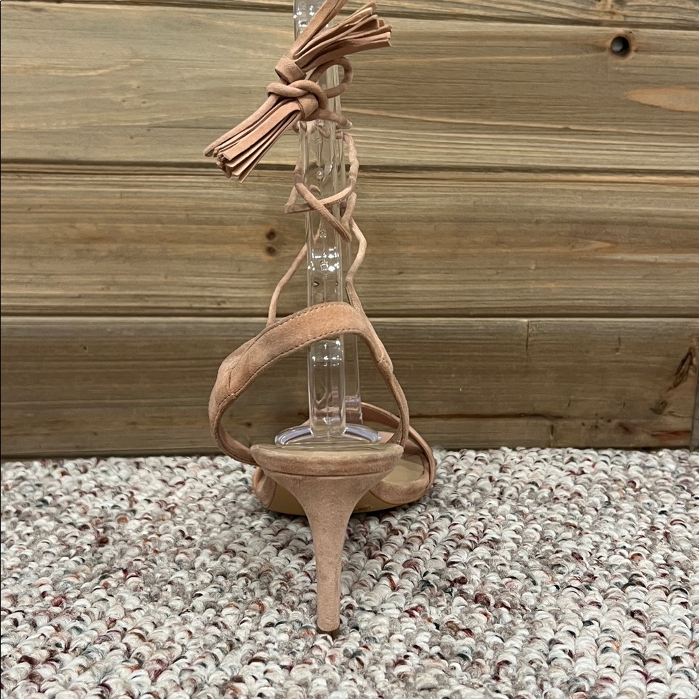 Lord & Taylor 424 Fifth Giovanna Blush Rose Suede Slingback Heels - Picture 9 of 14